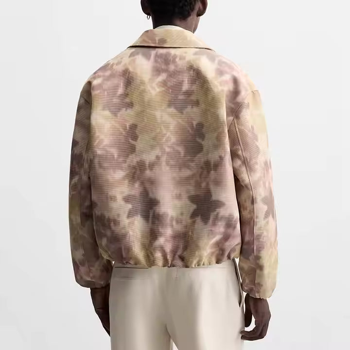 Veste Homme – Style Bomber en Denim et Camouflage avec Motif Etoile