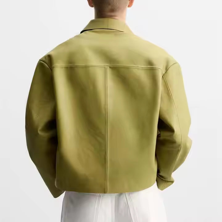 Veste Carrée en Cuir pour Homme – Style Minimaliste & Structuré