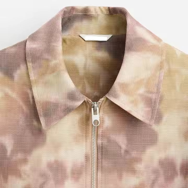 Veste Homme – Style Bomber en Denim et Camouflage avec Motif Etoile