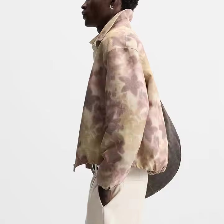 Veste Homme – Style Bomber en Denim et Camouflage avec Motif Etoile