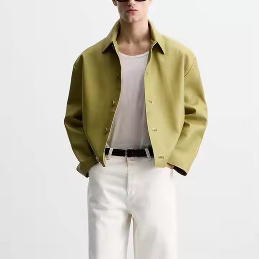 Veste Carrée en Cuir pour Homme – Style Minimaliste & Structuré